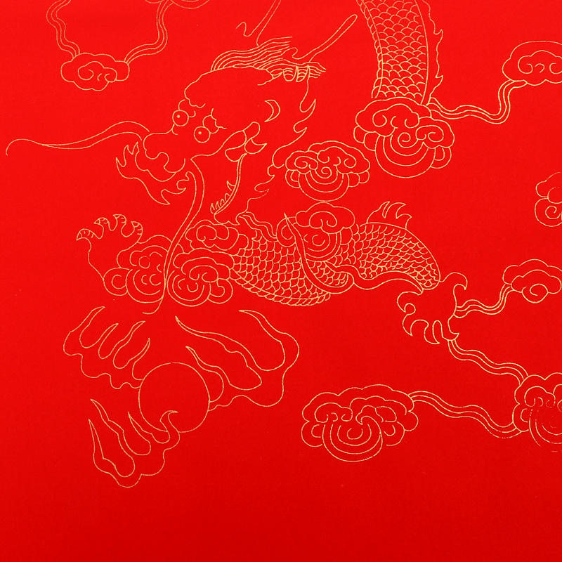 四尺万年红宣纸洒金描龙宣纸春联纸书法创作半生半熟宣纸厂家直销