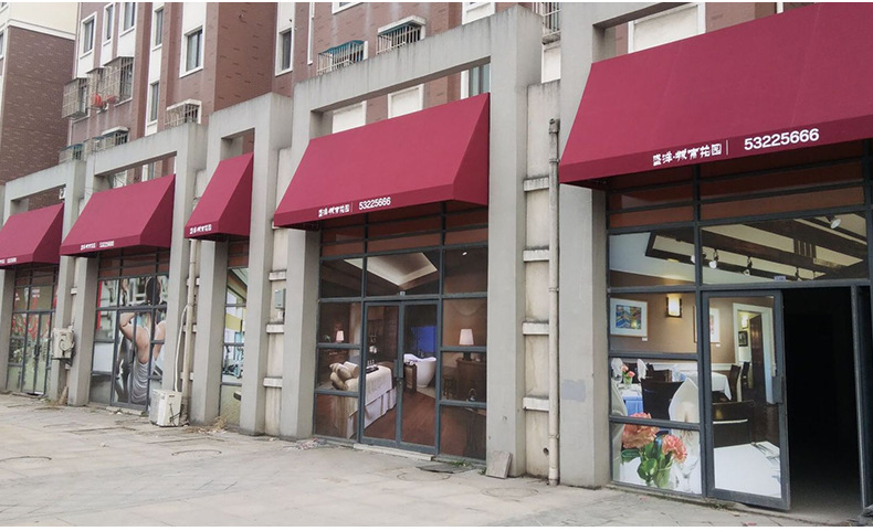 厂家定制户外门头固定装饰蓬铝合金梯形雨棚咖啡厅商铺窗户法式篷