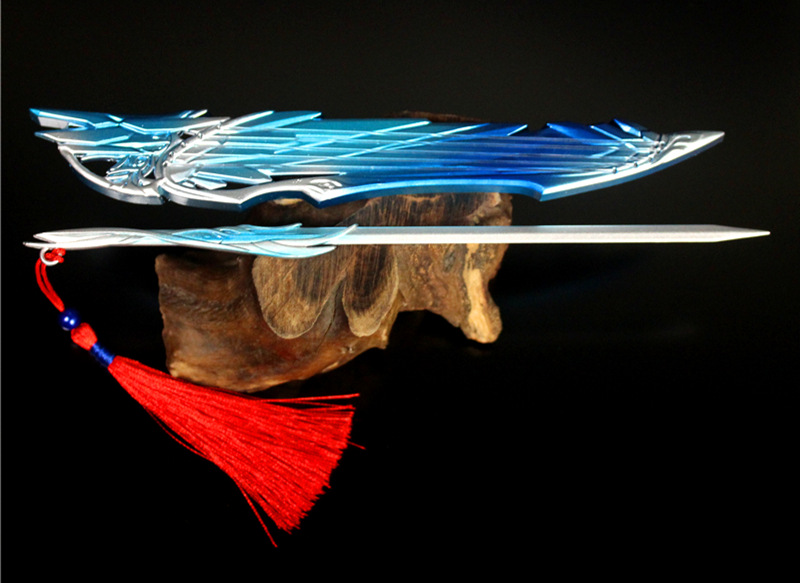 碧心 橙武 玉泉凝凰音合金武器 带琴弦琴剑带流苏22cm