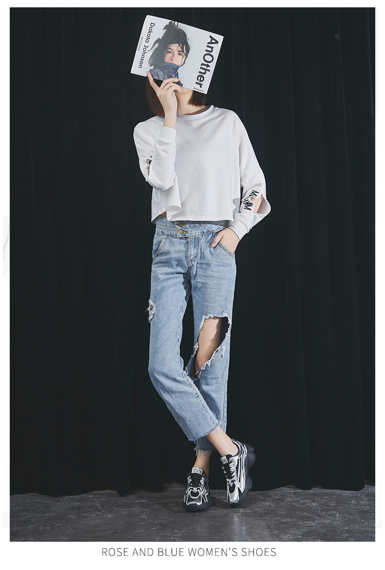 ins网红老爹鞋女2019欧洲站秋季新款透气银色运动鞋反光休闲鞋潮