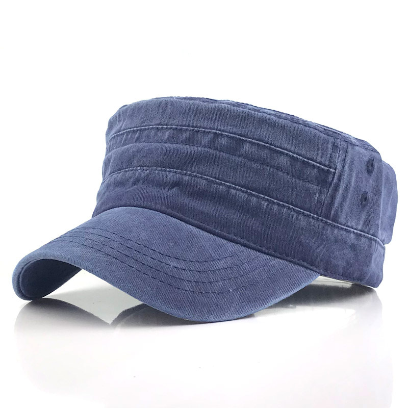 Flat-Top Cap Men's Army Cap Spring and Summer Washed Distressed Men's Hat Korean Casual Peaked Cap Trendy Summer Sun Hat