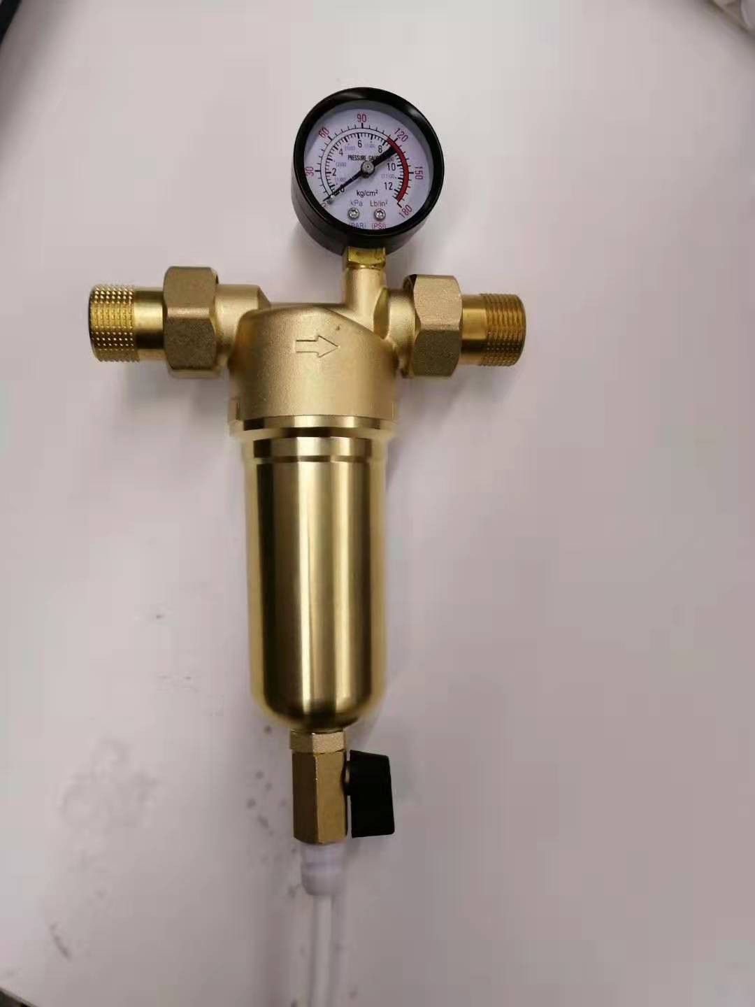 带压力表全铜前置过滤器壁挂炉太阳能滤水器耐温不锈钢网净水器