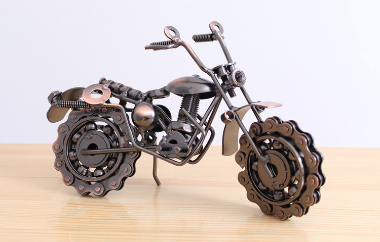新款 手工链条铁艺摩托车模型摆件 景区热卖金属工艺品旅游纪念品