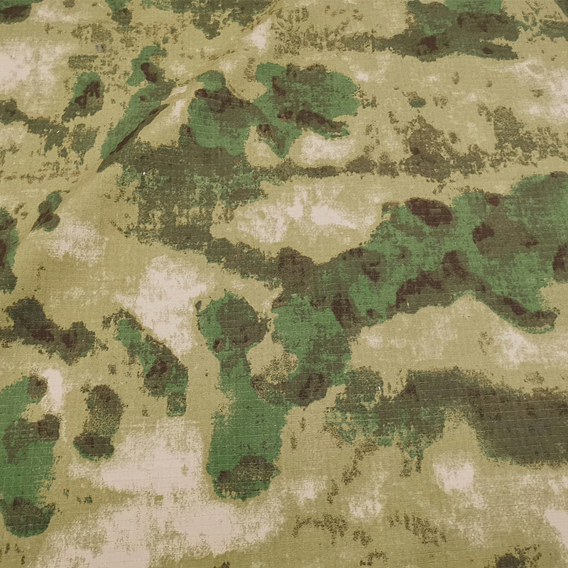 厂家现货迷彩布料涤棉格子印花布手感好品质优tc6535废墟服装面料