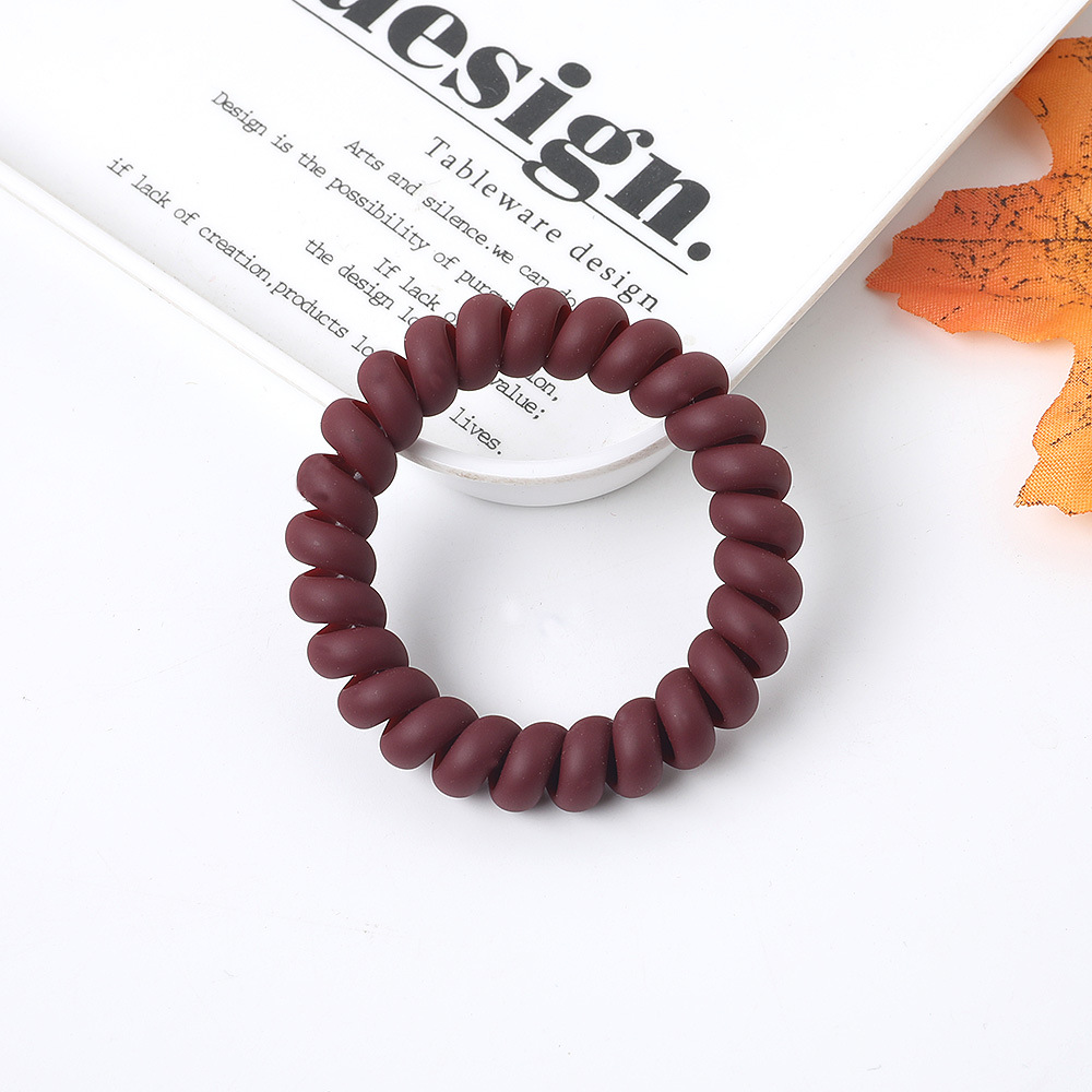 Qiyue Korean Style High Elastic New Coffee Color Frosted Phone Line Hair Ring Simple All-Match Hair Rope Hairware