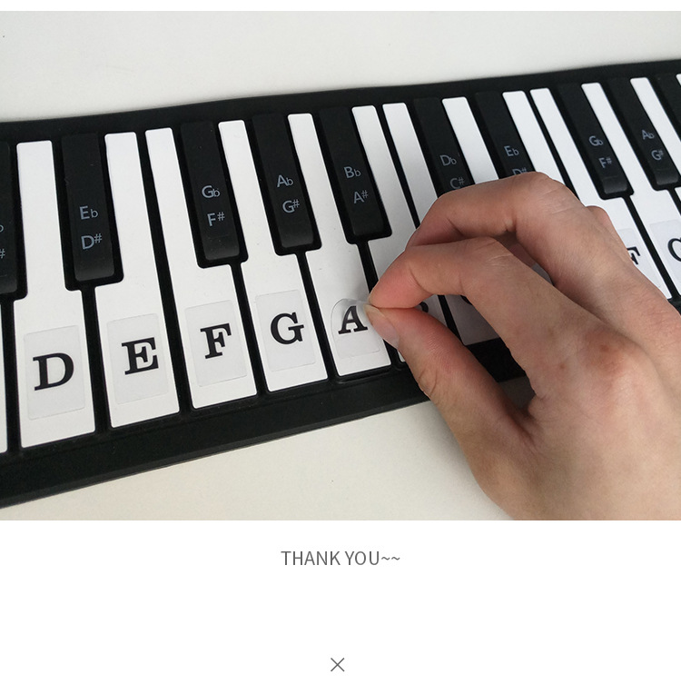 钢琴贴纸黑键白键音阶贴纸通用t-30z字母黑色英文字组886149键