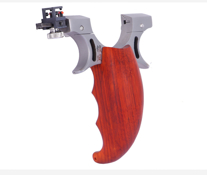 锁凤弹弓6代六代扁皮快压弹弓架子不锈钢实木威户外竞技弹工厂家