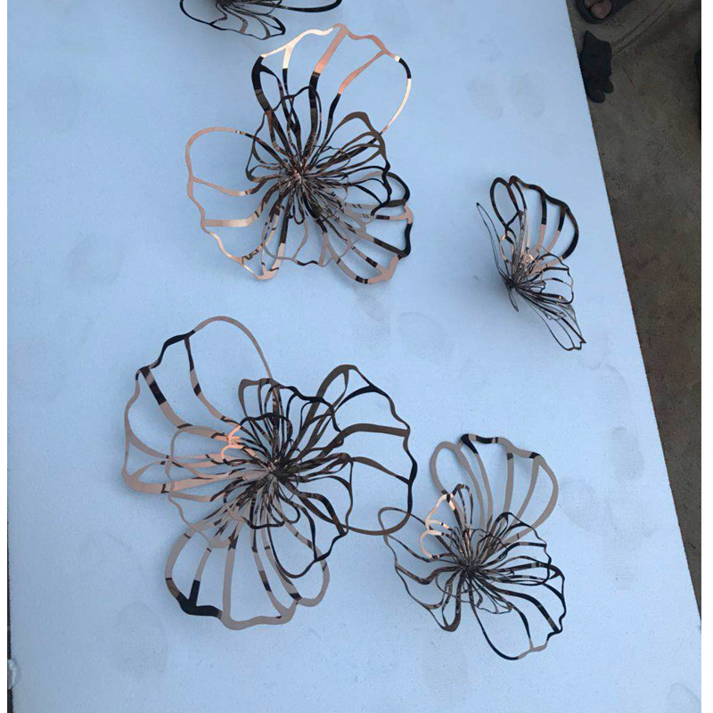 金属壁饰不锈钢立体花朵墙饰轻奢墙面装饰品挂件客厅软装壁挂创意