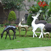 户外抽象艺术玻璃钢雕塑鹿广场园林景观售楼处落地几何鹿大小摆件