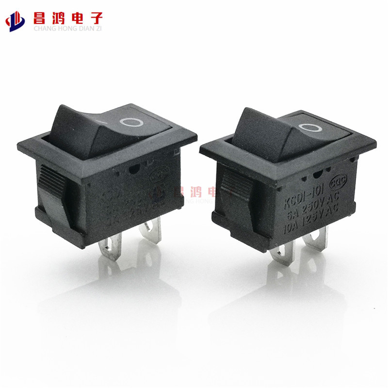 热销 船型开关kcd1 单刀单掷 全黑 翘板 电源开关 2脚2档 6a/250v