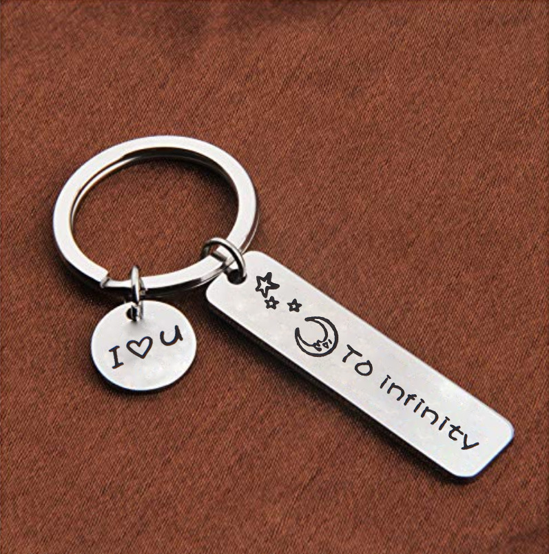 i love you to infinity and beyond 情侣钥匙扣 创意不锈钢饰品