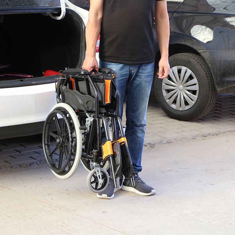 软座轮椅残疾人老人便携轮椅车全躺老人瘫痪折叠轻便代步轮椅