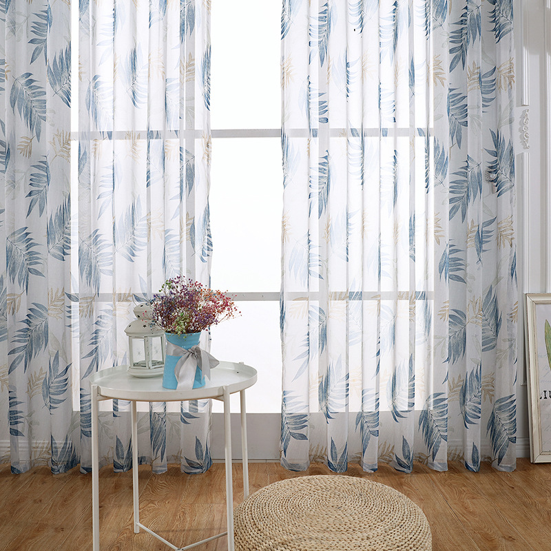 Chiffon Printed Gauze Curtain Living Room Bedroom Chiffon Sunshade Floor Window Mesh Curtains Generation Hair