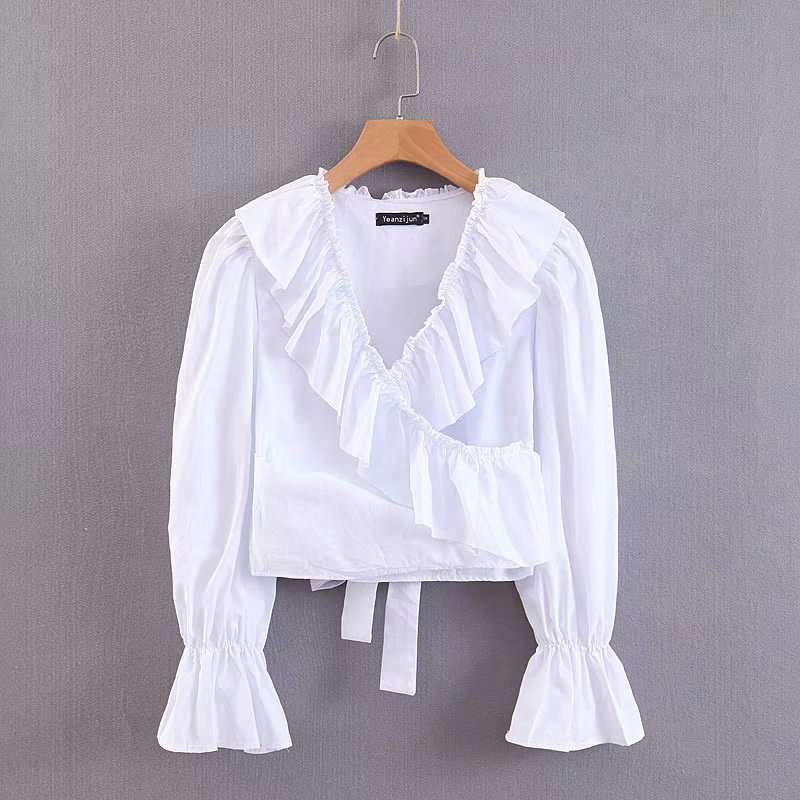 花纹网纱荷叶边袖褶边下摆抽绳短款上衣女阿里巴巴为您找到约17张荷叶