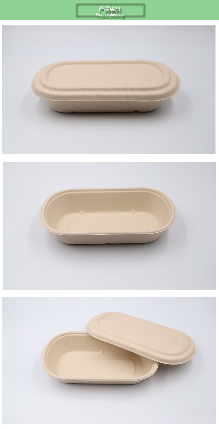 甘蔗浆环保可降解餐盒纸浆餐盒一次性沙拉纸浆餐盒外卖高档打包盒