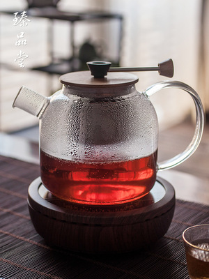拉杆玻璃煮茶壶 电陶炉煮茶器 加厚耐热玻璃花茶壶黑茶普洱蒸茶壶