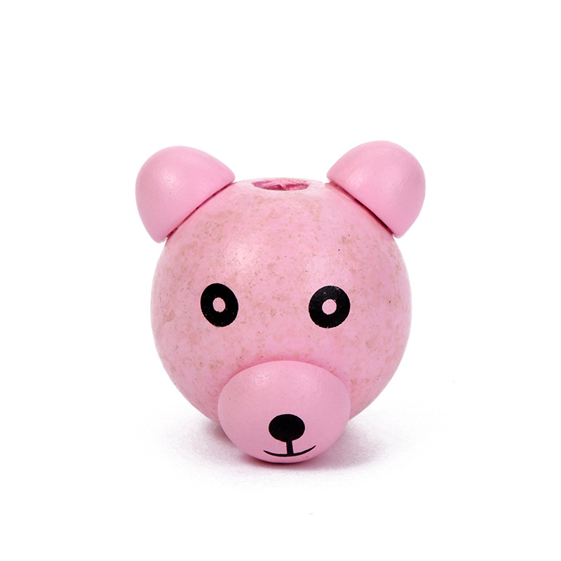 厂家凸鼻熊头荷木散珠手工彩绘串珠项链手链diy饰品配件现货批发