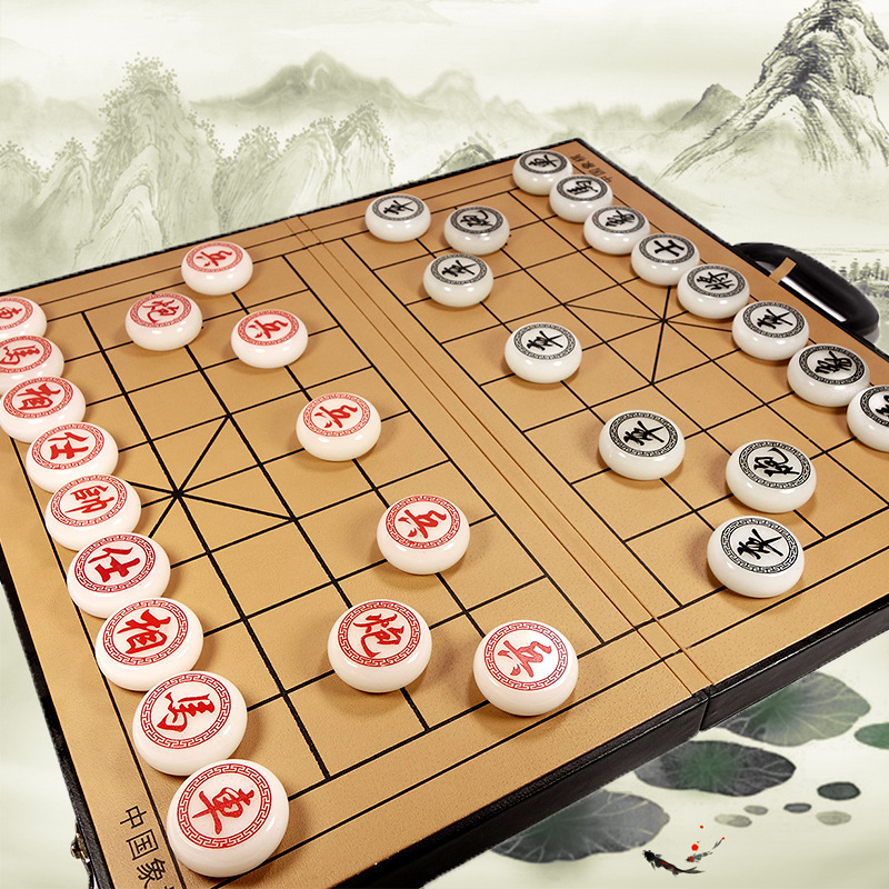 中国象棋套装和田玉玛瑙象棋折叠棋盘礼盒送人老人学生家用礼品