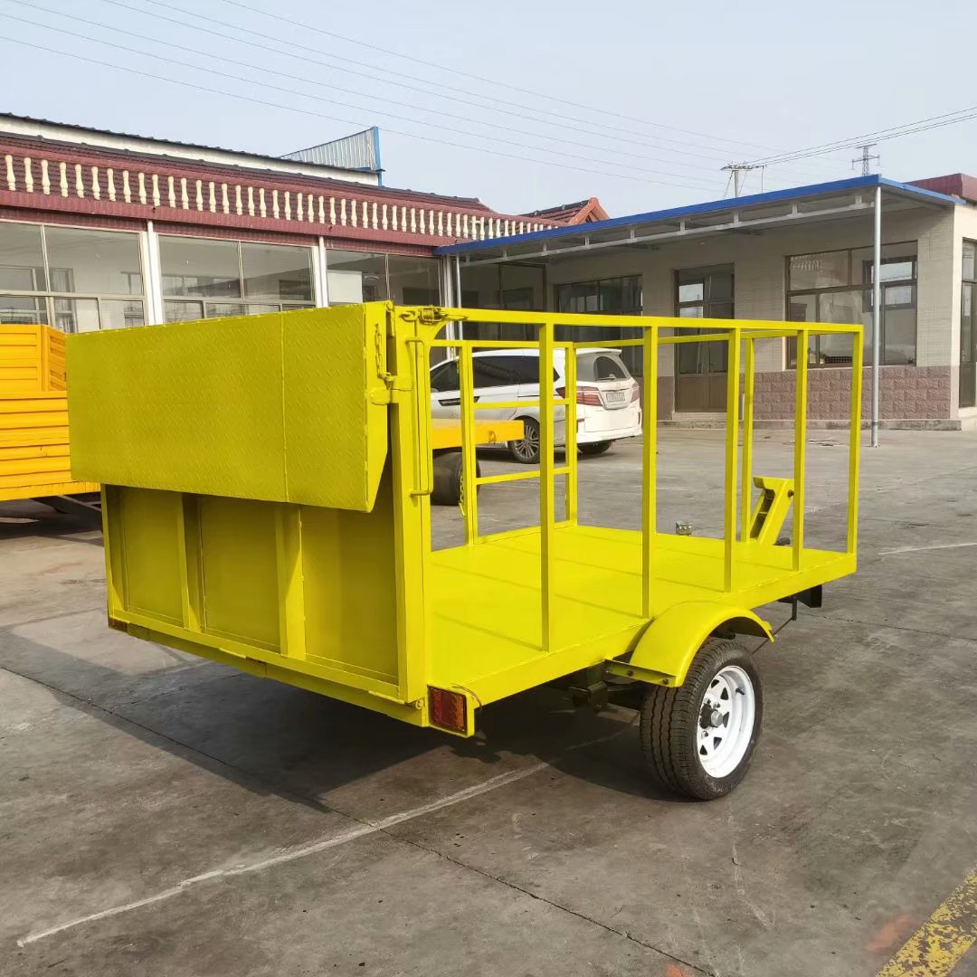 1吨可折叠爬梯小拖车爬梯拖车 小型定制拖车工业运输工具车出口