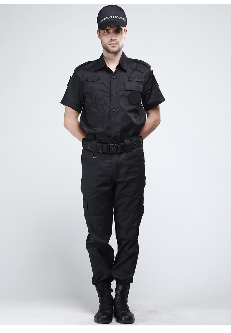 黑色作训服短袖夏季新款物业保安服套装男装