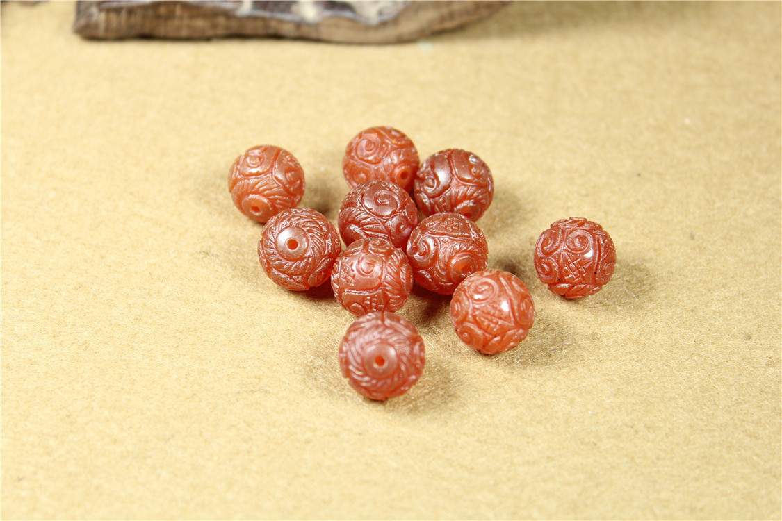 天然玉石玛瑙浮雕龙纹珠 手工diy饰品手串项链毛衣链配饰配件