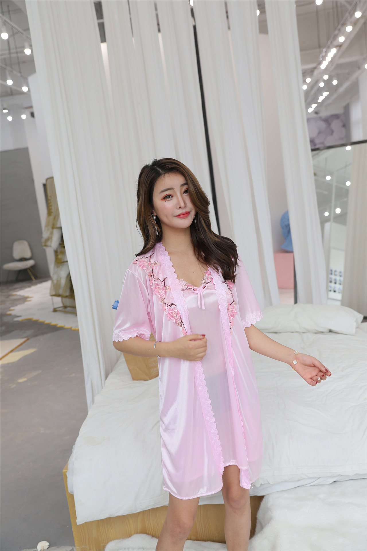 夏季女士性感睡衣 冰丝两件套蕾丝情趣吊带睡衣可爱性感睡裙批发