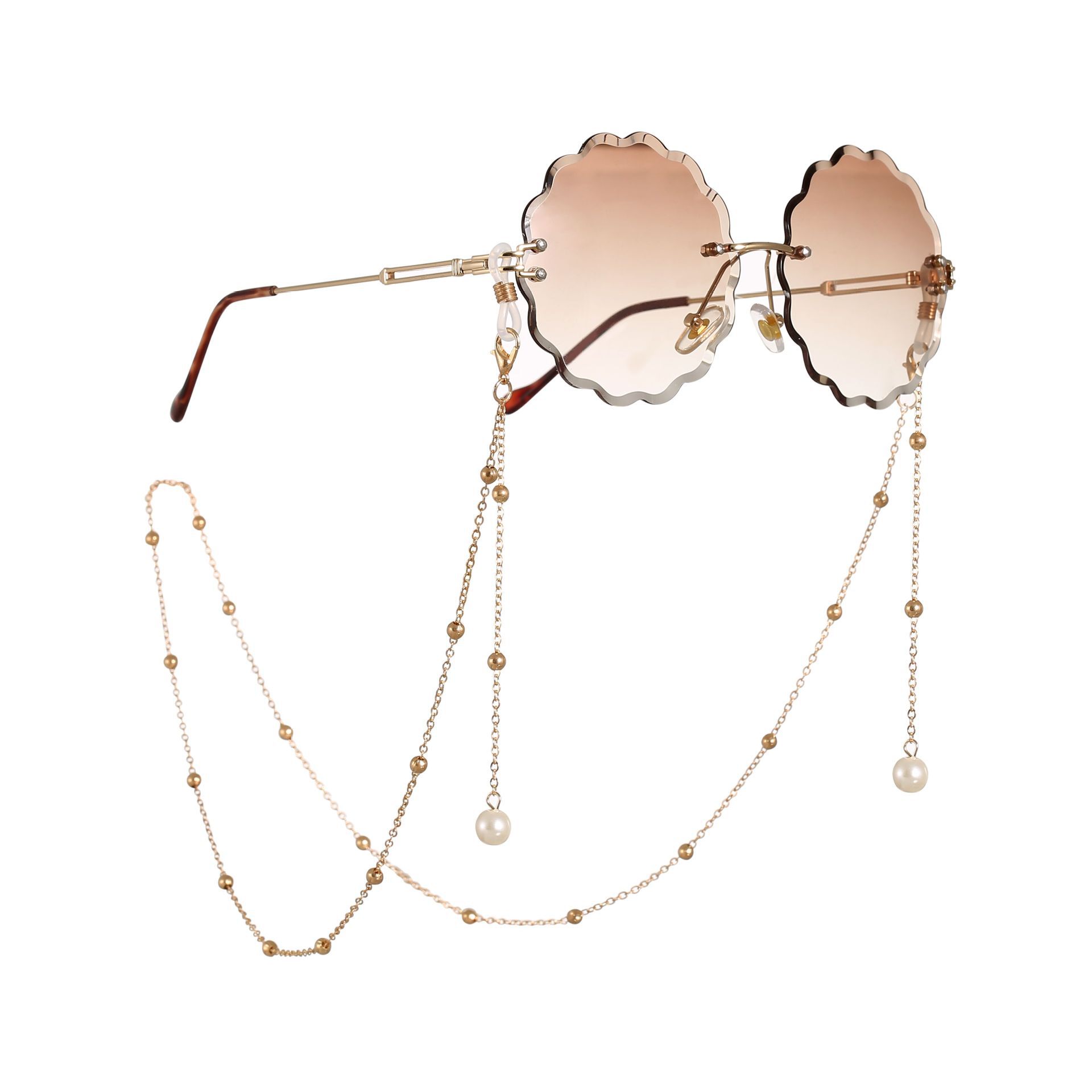 亚马逊跨境新品 珍珠流苏眼镜链 太阳镜眼镜带女士珠链休闲眼镜链