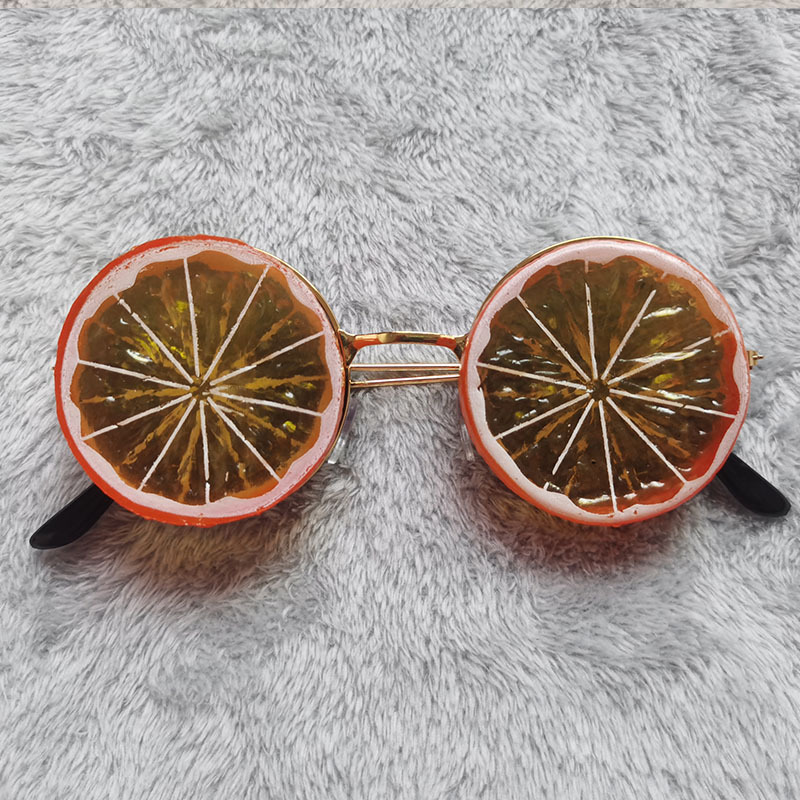韩版小清新柠檬菠萝西瓜水果切片金属眼镜 自摆拍凹造型道具眼镜