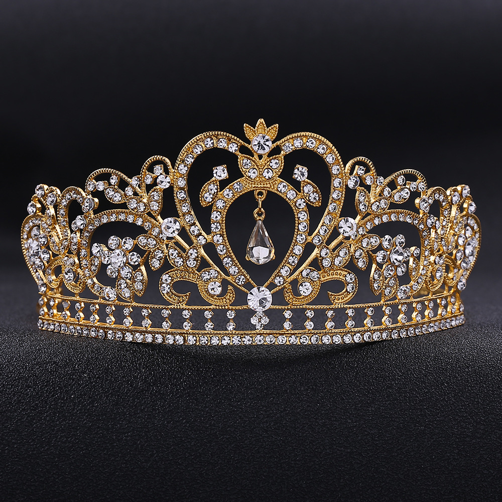 韩式简约镶水钻公主王冠镂空爱心皇冠 新娘礼服发饰配饰厂家直销