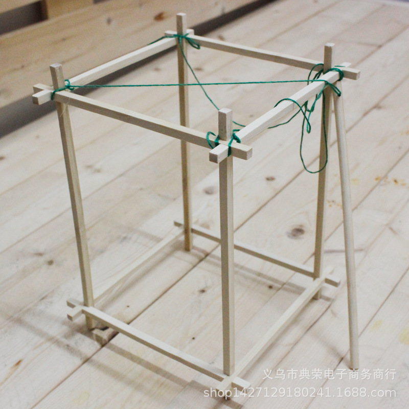 春节仿古四角宫灯灯笼支架竹制四边形花灯手工diy材料架子竹骨架