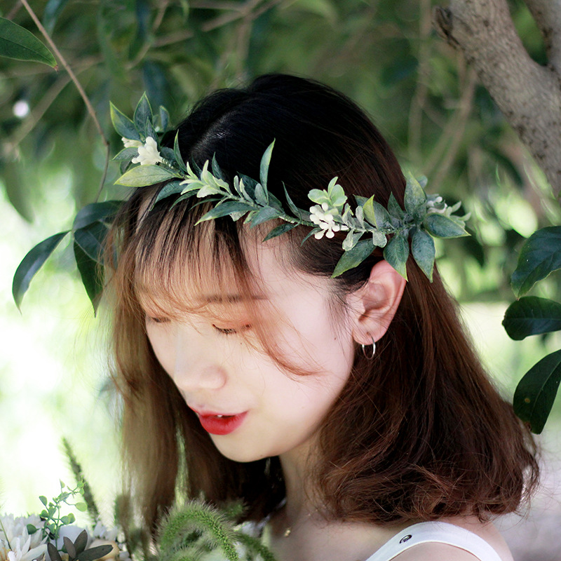 批发简约森系花环头花孕妇春季林地拍摄绿植清新头饰儿童节日配饰