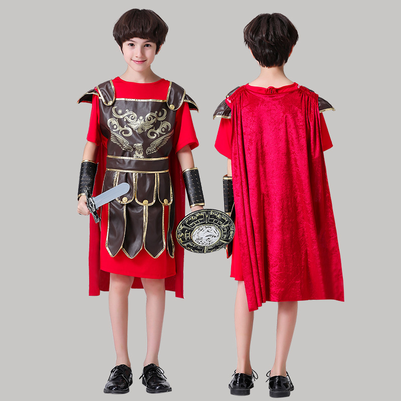 万圣节儿童演出服装cosplay男童古罗马王子斯巴达勇士战士武士
