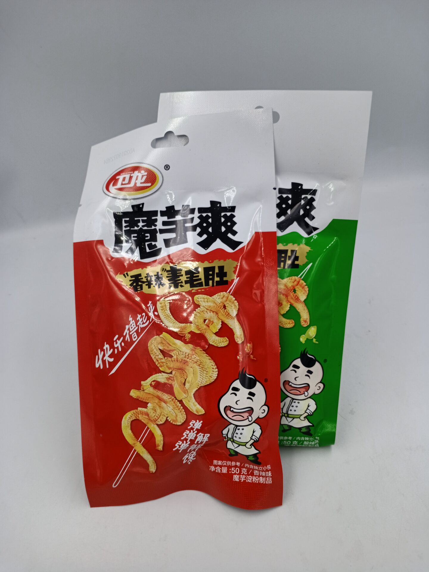 卫龙50g魔芋爽酸辣/香辣素毛肚袋装 零食小吃 素毛肚批发