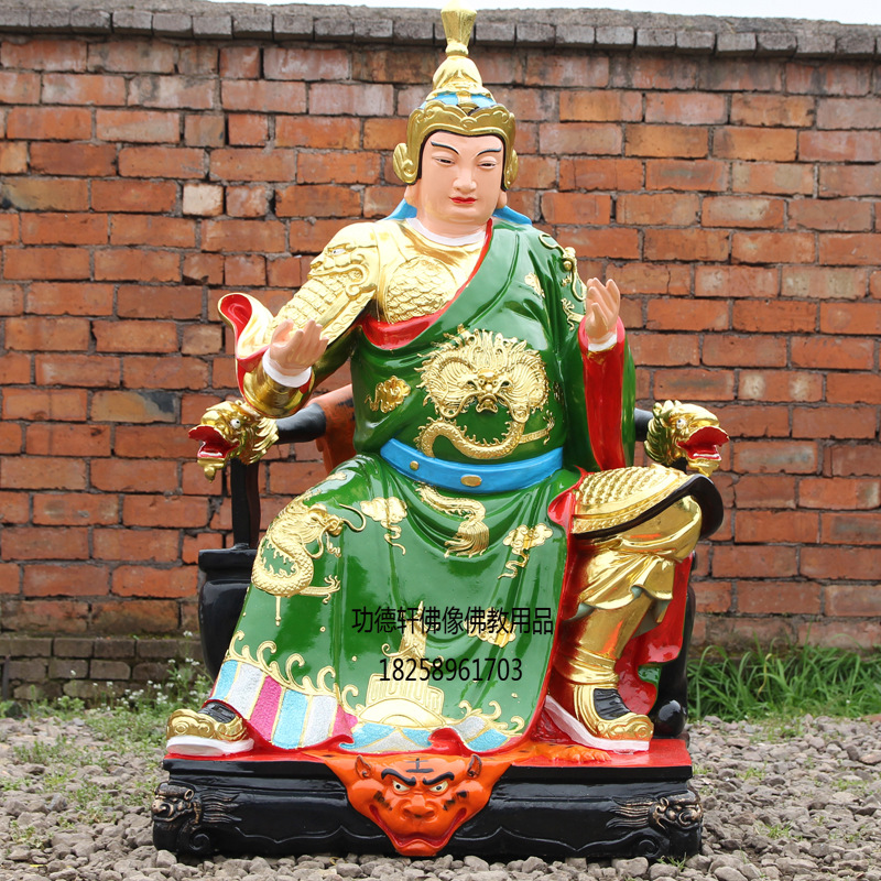 3米杨四将军树脂玻璃钢佛像神像贴金彩绘