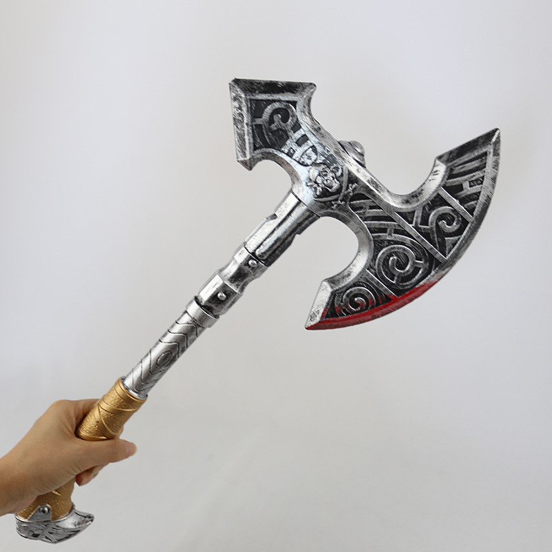 新品万圣节狂欢节动漫节活动道具塑料仿真兵器带血战斧 斧子 斧头