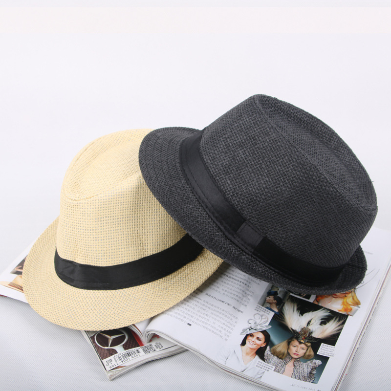 Parent-Child Sun Hat Summer Sun Hat Men's Straw Sun Hat Children's British Style Top Hat Performance Fedora Hat