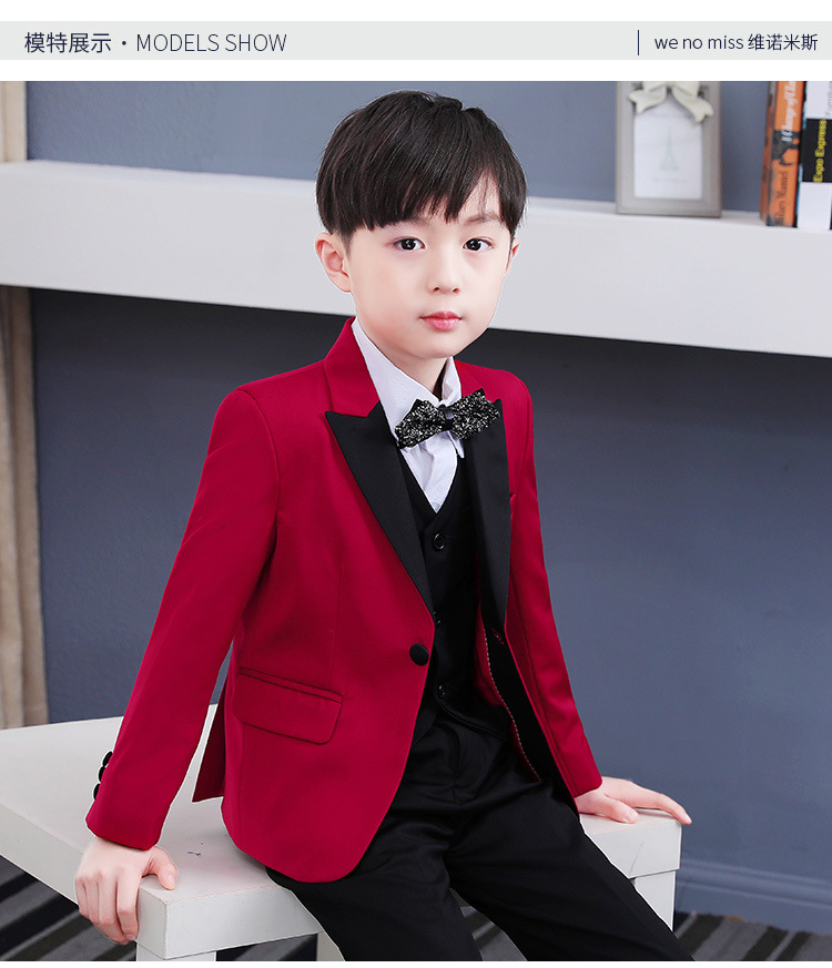儿童西装男童韩版礼服花童西服小主持人钢琴演出服影楼高端礼服