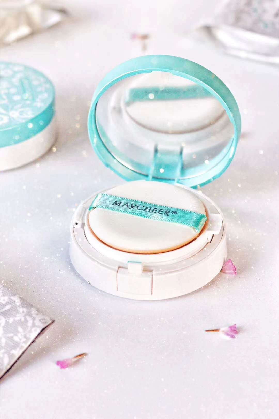 美茜儿976水凝焕彩双色气垫cc霜2个替换装买保湿补水遮瑕气垫