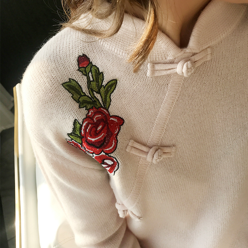 玫瑰花羊毛毛衣图片