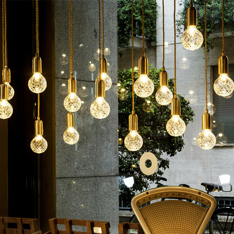 北欧创意橱窗灯 服装店个性餐厅吧台装饰led单头玻璃仿铜小吊灯