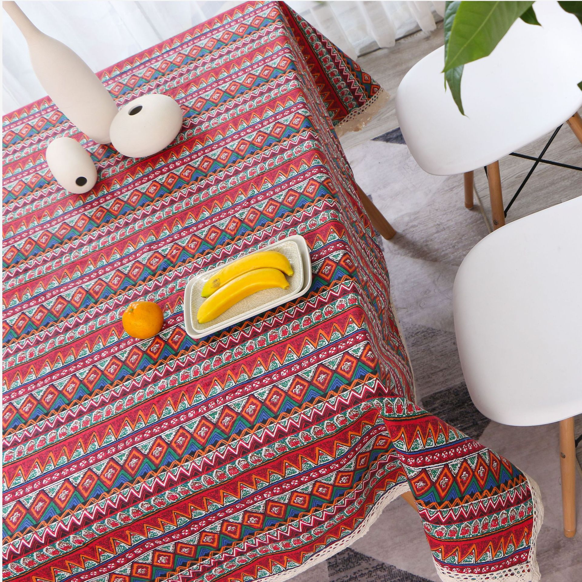 棉麻蕾丝花边桌布地中海波西米亚名族风茶几台布餐桌布 一件代发