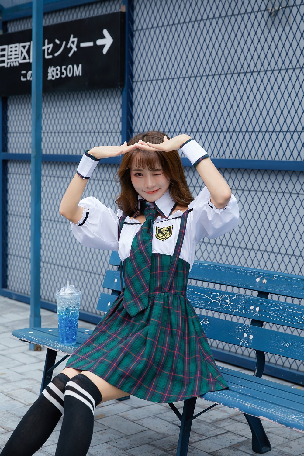 万圣节角色扮演日本俏皮学生装啦啦队校成人格子舞台表演出服批发