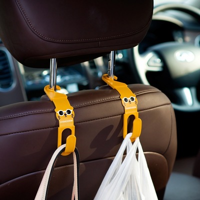 汽车挂钩卡通可爱车内用品挂物钩多功能座椅背置物钩车载挂钩一对