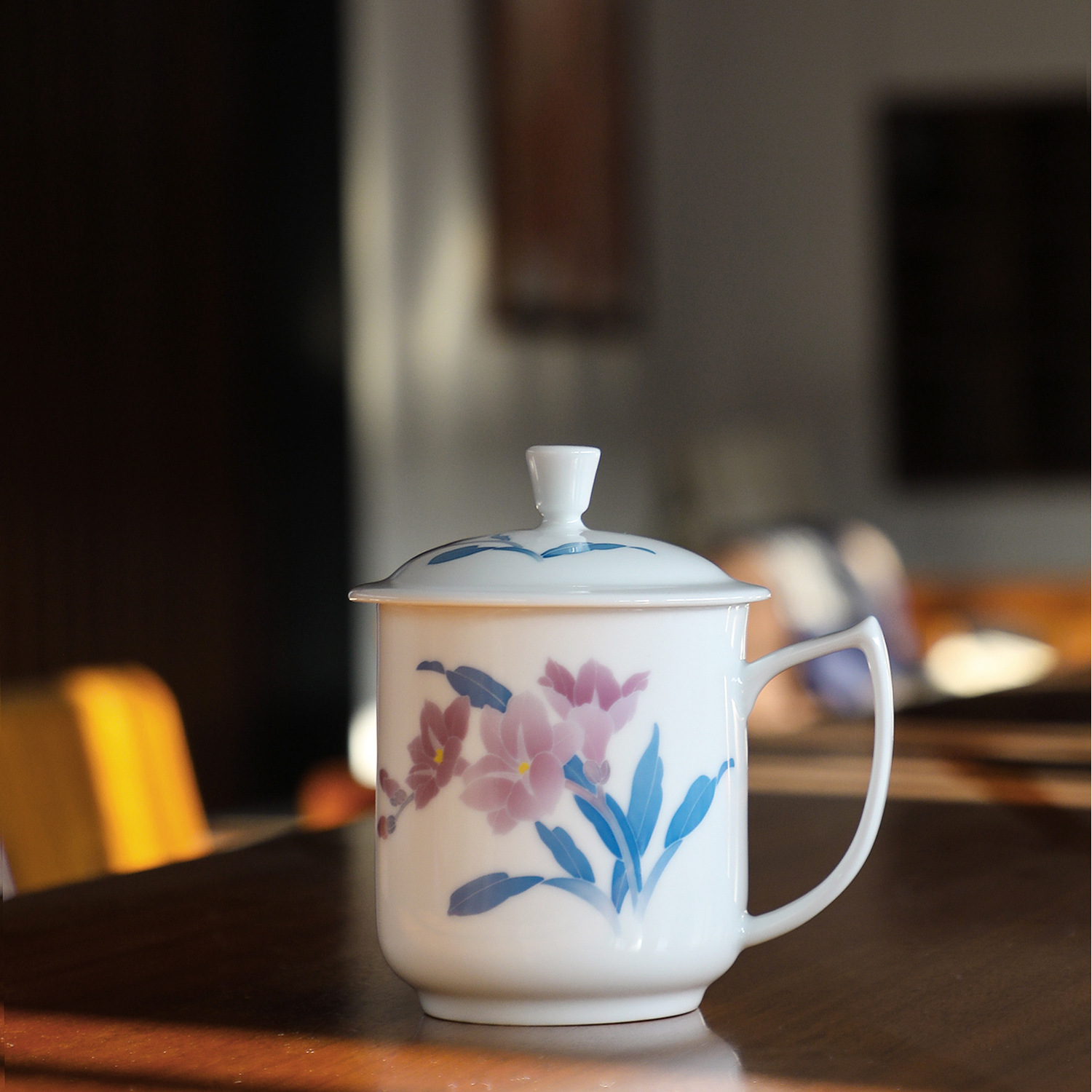 官润窑 釉下彩手绘高温醴陵茶杯陶瓷办公会议公司礼品水杯子定制