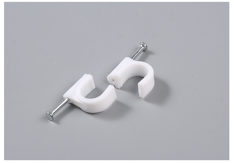 白色圆形钢钉线卡管卡电线卡 圆型尼龙塑料钢钉线卡 固定线扣