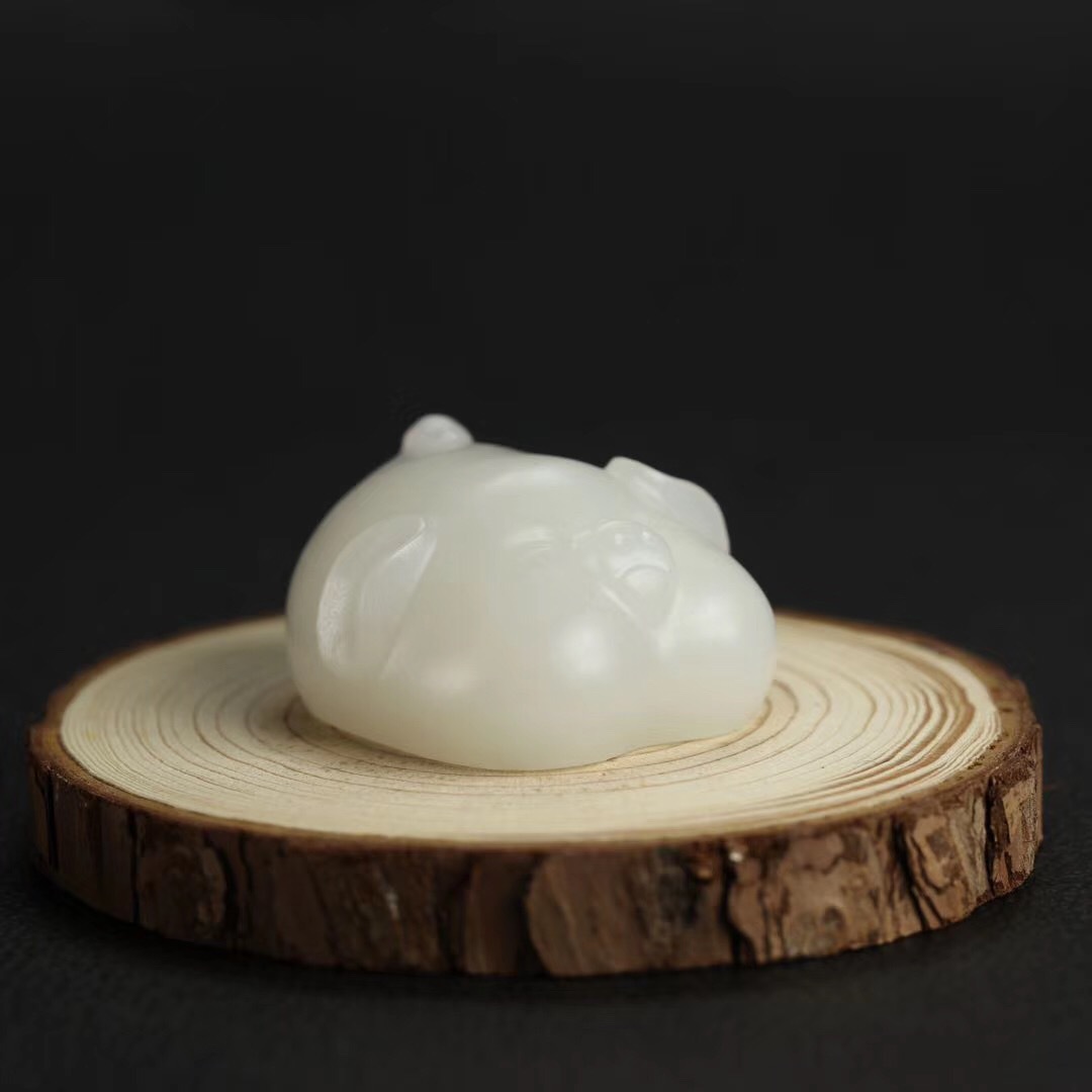 保真带证书和田玉白玉小猪属相吊坠旺猪玉坠挂件手机挂十二生肖