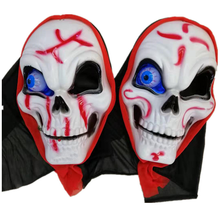 外贸跨境货源厂家直销万圣节爆眼鬼骷髅大号恐怖包黑红头巾血面具