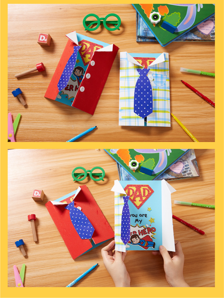 meike美可教师节爸爸衬衫贺卡入门手工diy材料包童益智玩具幼儿园