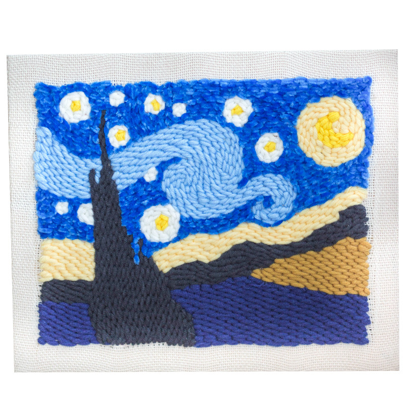 厂家 梵高星空俄罗斯戳戳绣毛线刺绣装饰画手工diy材料包戳戳乐