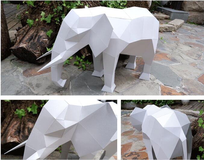 3d立体纸模型 diy静态模型动物纸模型 儿童益智手工立体拼图大象